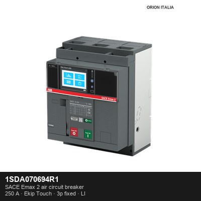 ABB product photo 1SDA070694R1: E1.2N 250 Ekip Touch LI 3p F F - Orion Italia